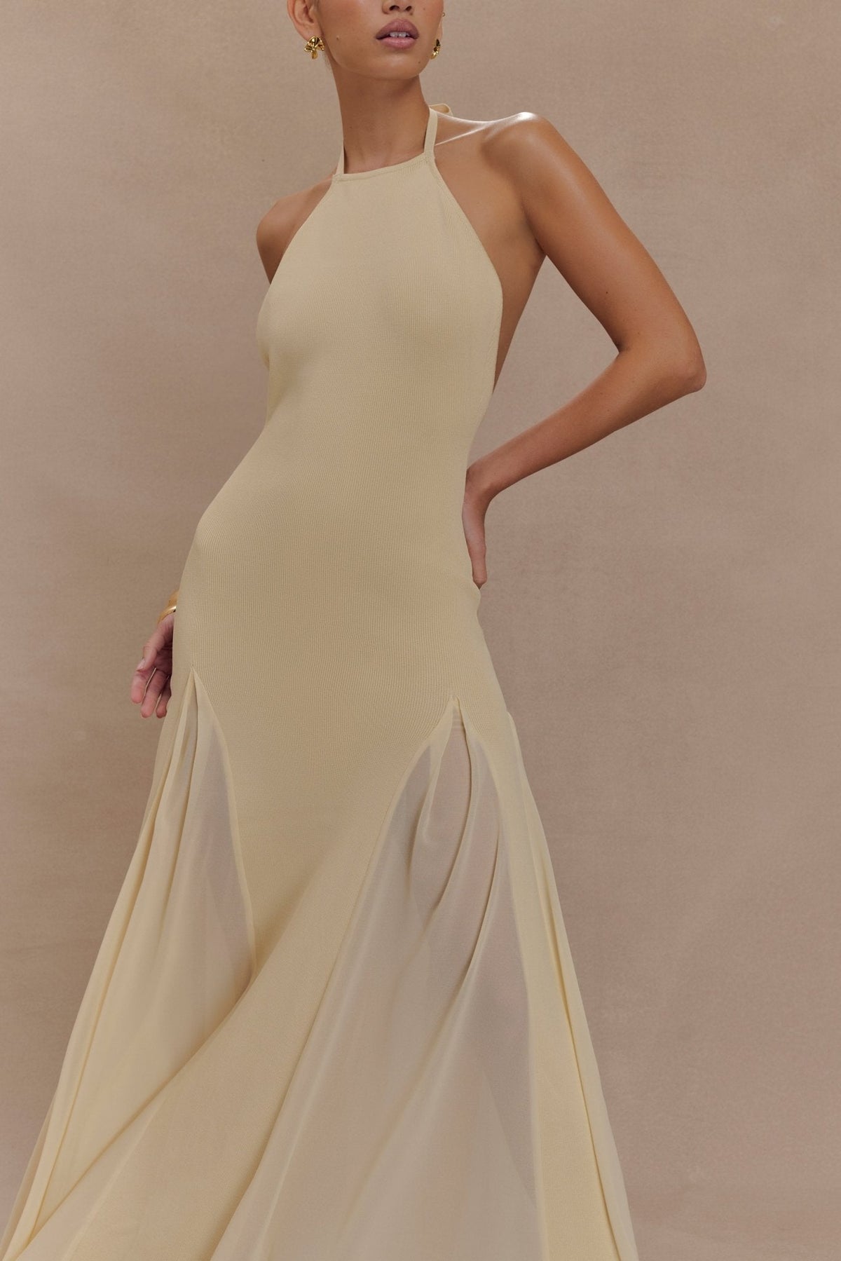 PRESTIGE — Robe longue halter dos nu ivoire - Lily St. Rose
