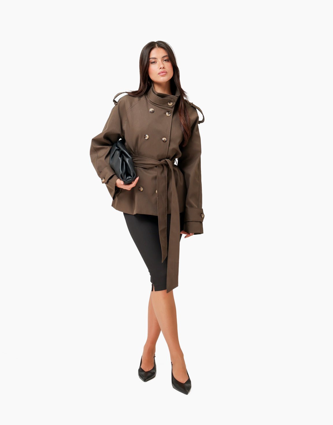 Trench mi-saison court femme marron - Lily St. Rose